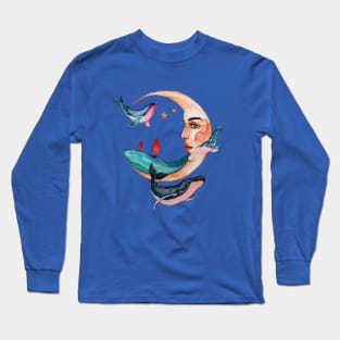 Ocean Moon and whales Long Sleeve T-Shirt